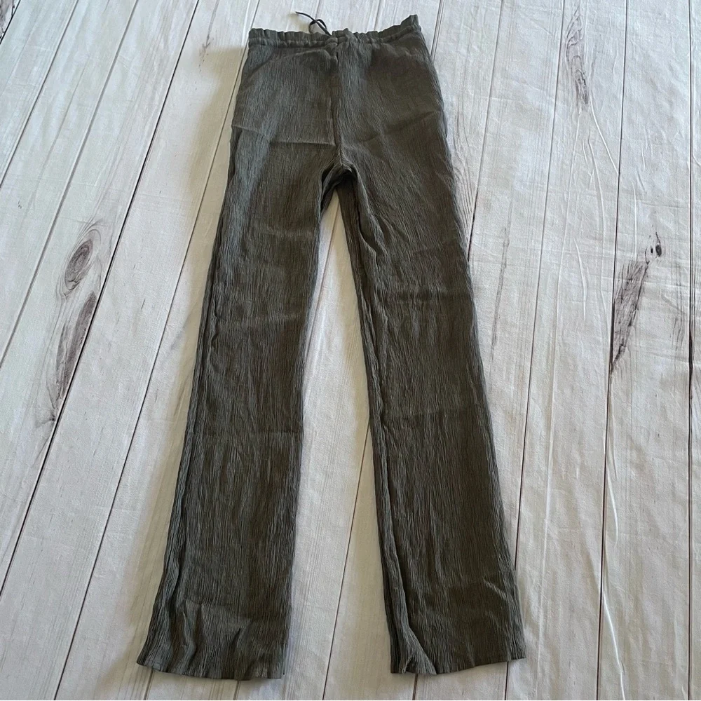 Zara Crinkle Gauze Pants Womens XS Gray High Rise Ankle Pull On Textured Pockets - Picture 11 of 15
